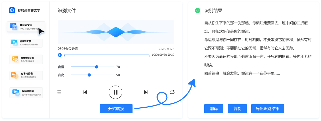 精确识别转换展示图